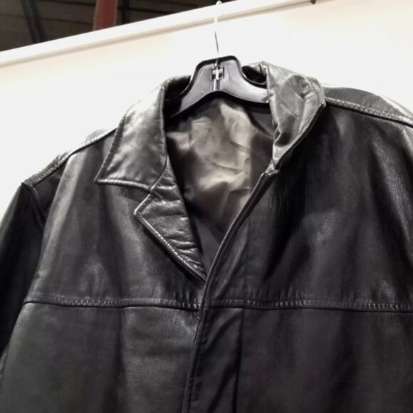 Vintage Y2K Banana Republic Leather Jacket L Blazer Men’s Moto Western Trench - Picture 4 of 10